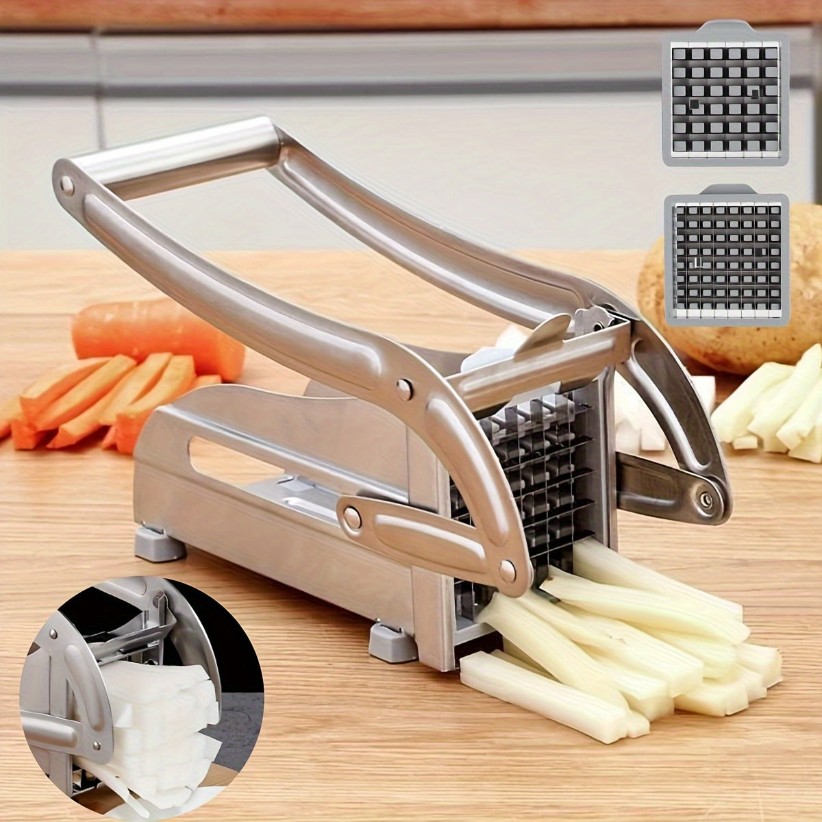2 Stainless Steel Blades French Fry Cutter Multifunction Vegetable Fruit Chopper With French Fries Chips Maker