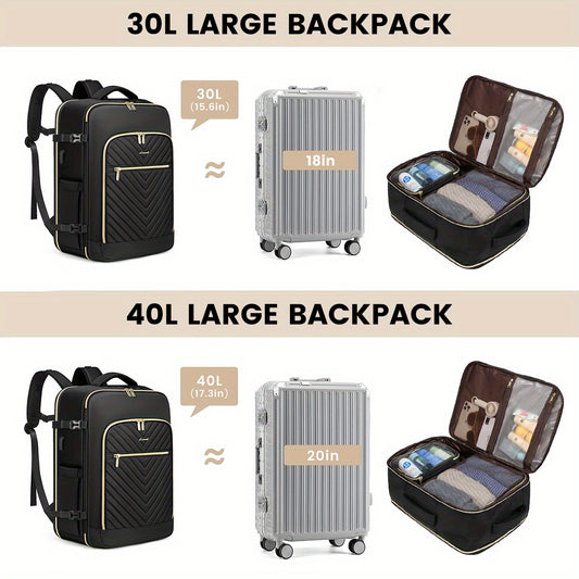 Large Travel Backpack for Women, Flight Approved with Shoe Bag, Personal Item Backpack Travel Bag with 2 Storage Containers