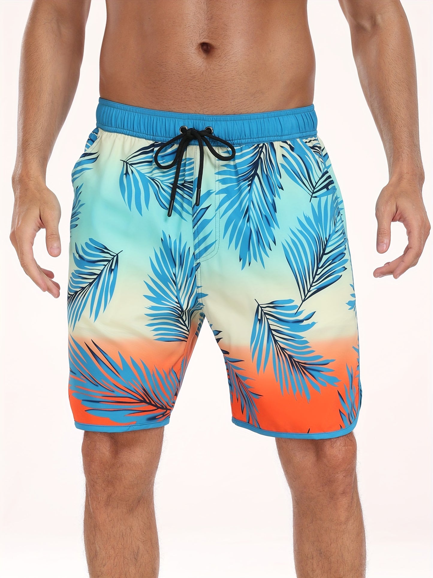 Men's Stylish Athletic Beach Shorts - Quick-Dry, Breathable Polyester Blend with Elastane, Floral Print, Outdoor Activities
