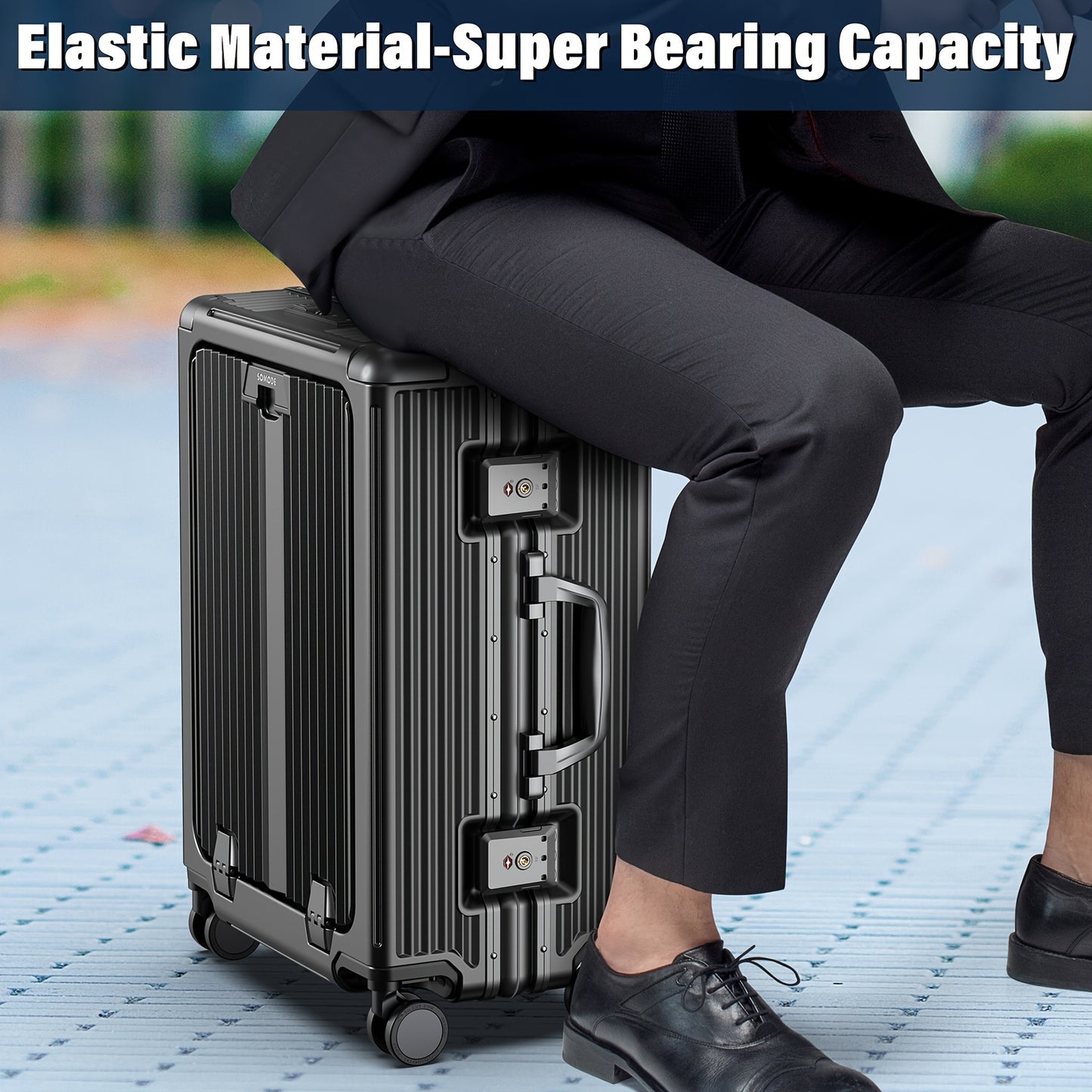 Smart Luggage 22-inch Carry-On With Front Open Door, Cup Holder, USB Port, TSA Lock, And 360° Hard Shell Spinner