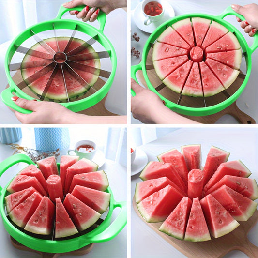 1pc Premium Stainless Steel Watermelon Slicer - Effortless Fruit Divider, Creative Kitchen Cutter, Easy Watermelon Cutting Tool for Perfect Slices, Reusable