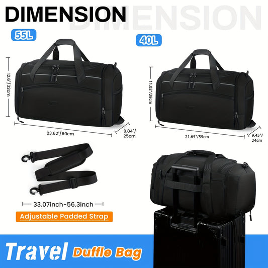 40L Water Resistant NUBILY Gym Bag For Men, Sport Duffel Bag With Shoe Compartment & Wet Pocket, Workout Sports Tote Bag, Black