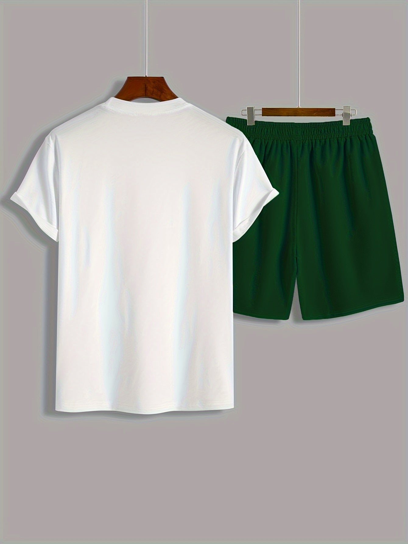 Men's Casual Sportswear Set - Printed T-Shirt & Shorts Combo, Breathable Polyester Blend, Summer Outdoor Wear