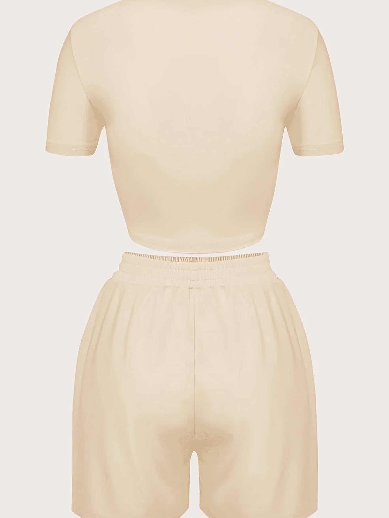 Summer Essentials: Casual Letter-Printed Crop Top & High-Waist Shorts Set, Comfortable Knit Outfit – Easy Care