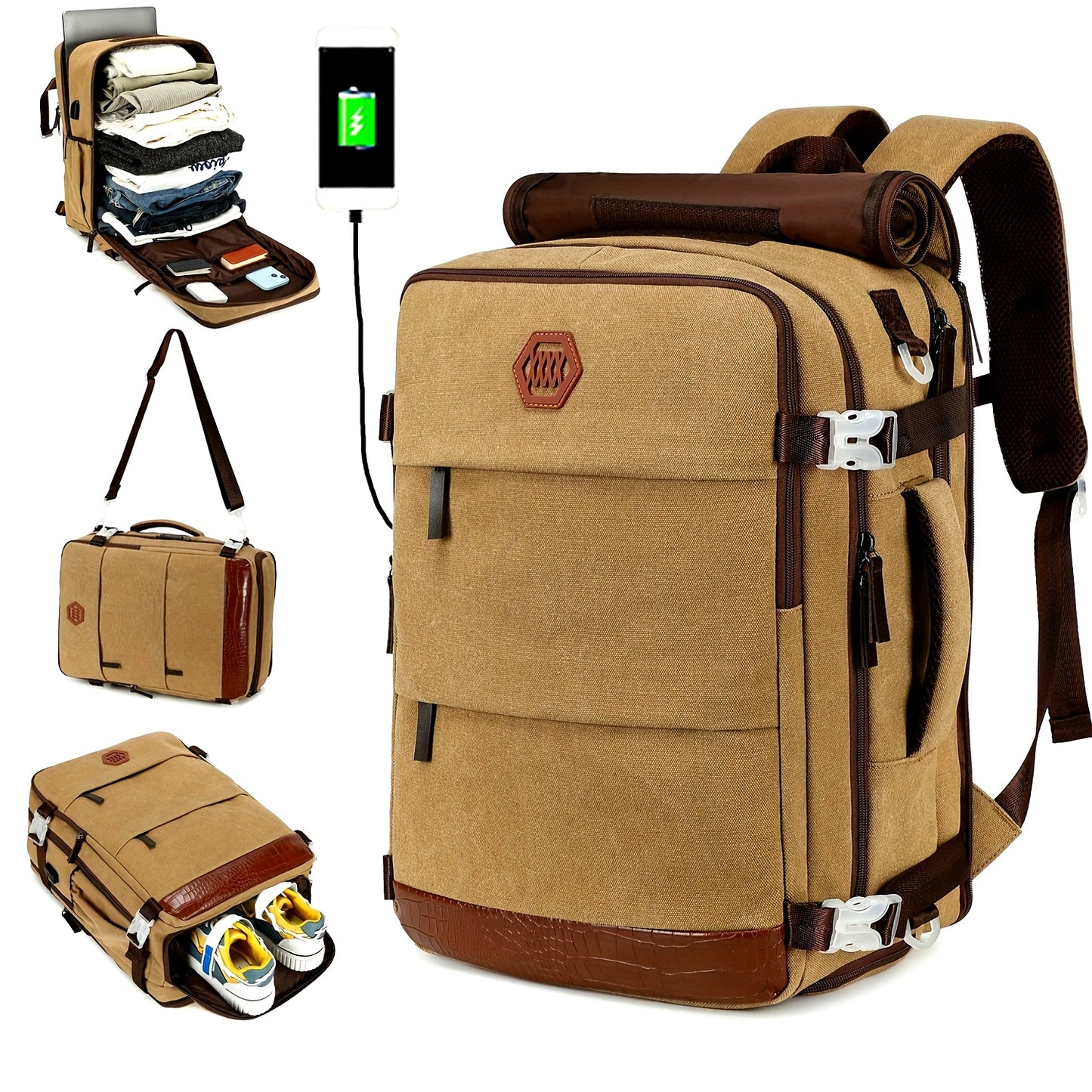 Women's Large Capacity Travel Backpack with Shoe Compartment 17-inch Laptop Compatible