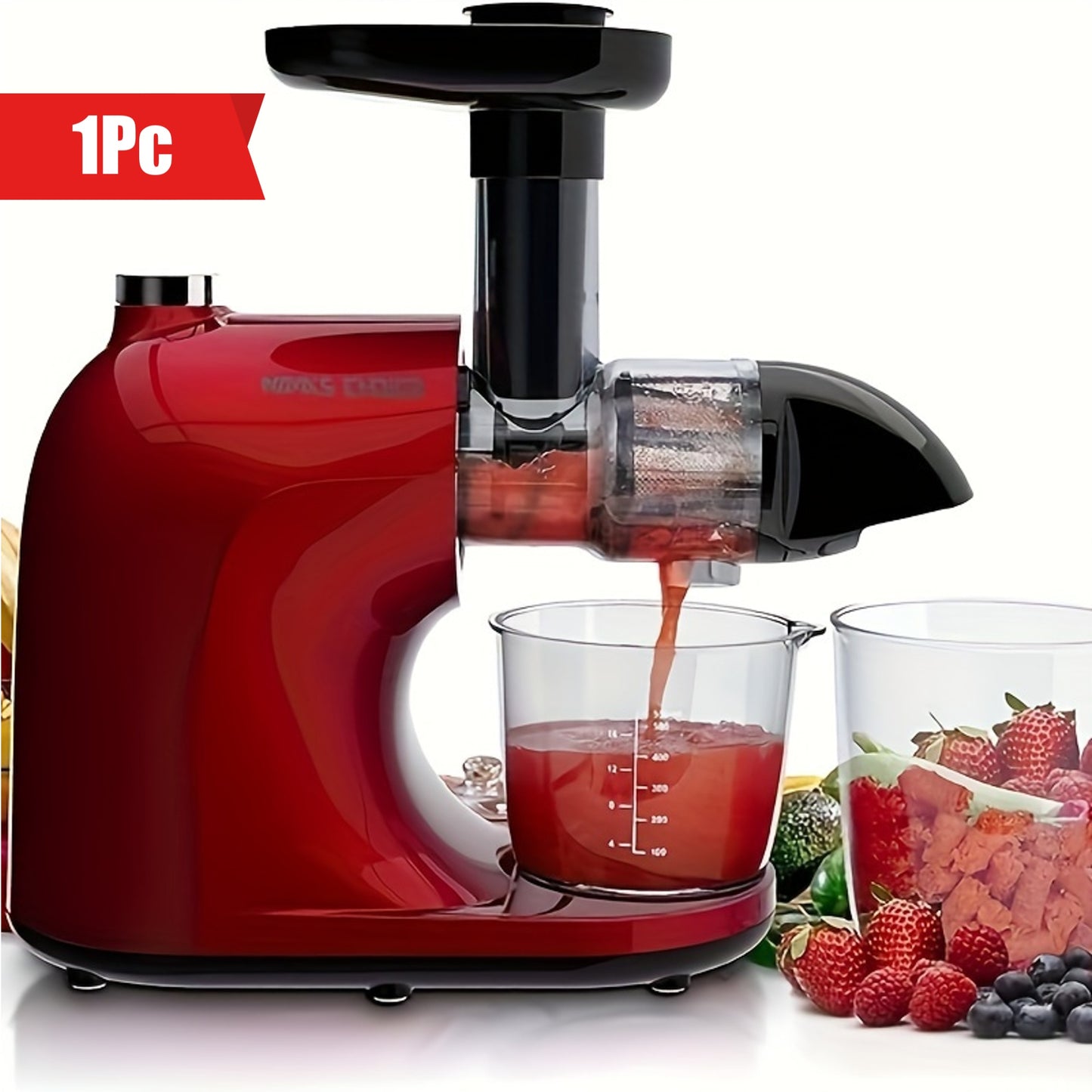 1pc, Juicer, Slow Cold Press Juicer Machine, High Juice Yield With Reverse Function, Easy To Clean Juicer, Fast Juice Extraction Machine For Fruits And Vegetables