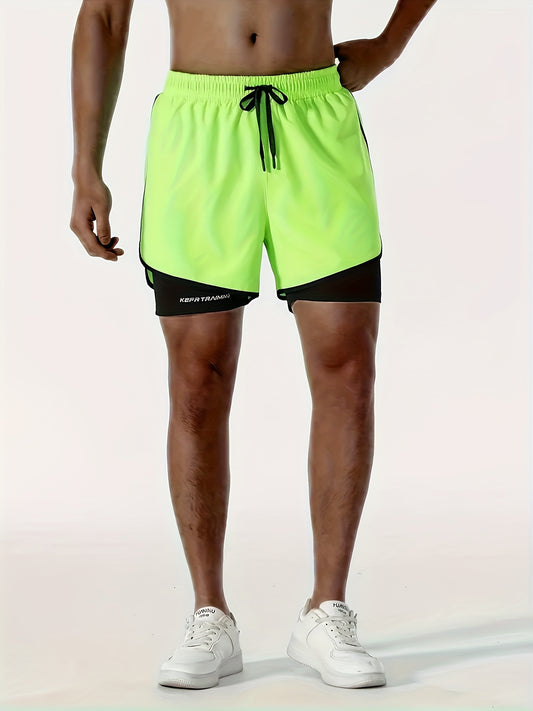 2-in-1 Quick-Dry Athletic Shorts for Men - Breathable & Moisture, Two-Layer Design, Drawstring Waist, Perfect for Gym, Running