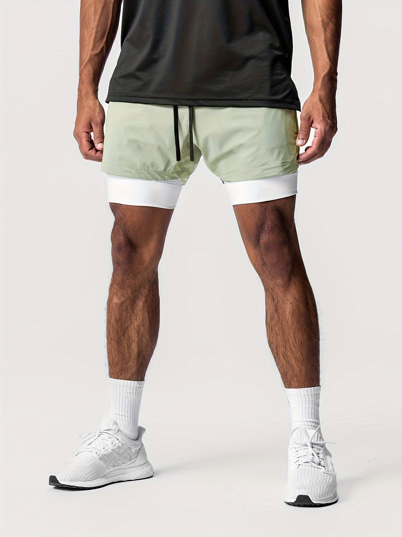 Mens 2-in-1 Double Layer Sports Shorts with Secure Inner Pocket - Advanced Quick-Dry Tech for Summer Gym Workouts and Training - Breathable & Durable
